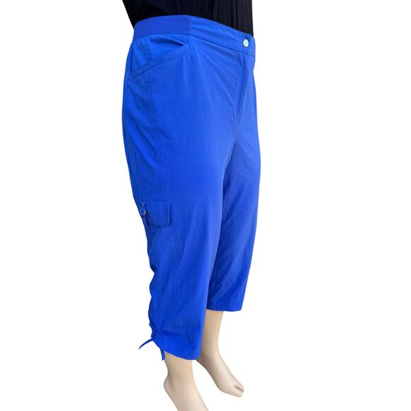 Chico's Zenergy 3 XL 16 Travel 2 Piece Set Blue Wave Jacket Capri Cargo Pants - Picture 13 of 13